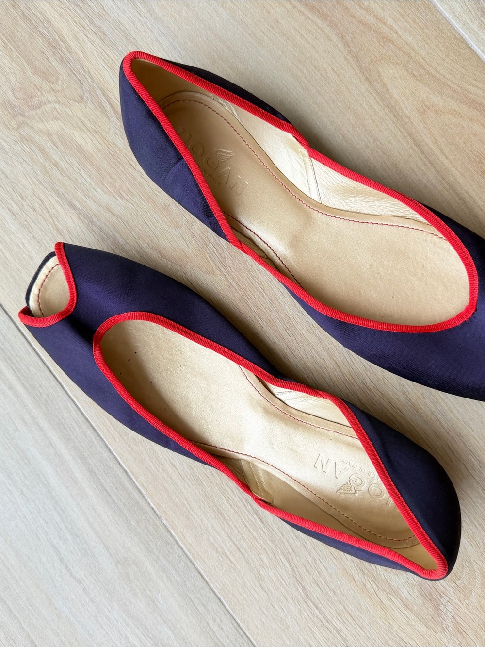 Violet hogan Ballet Flats with Red Trim
